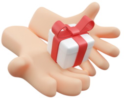 Hand Holding gift isolated on background 3d render png