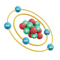 3D Rendering of electron proton atom isolated on background png