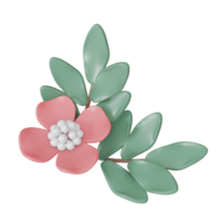 decoração de cartão de convite de flor rosa renderização 3d png