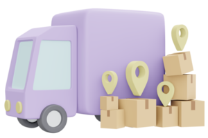 renderização 3d de negócios de transporte de ícone de entrega de caminhão png