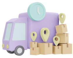 renderização 3d de negócios de transporte de ícone de entrega de caminhão