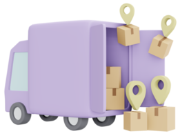 renderização 3d de negócios de transporte de ícone de entrega de caminhão