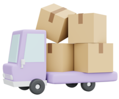 Box package on truck icon shipping 3d render isolated on background png