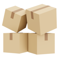Box package icon shipping 3d render isolated on background png