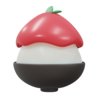 Vinaigrette rouge fraise bingsu rendu 3d png