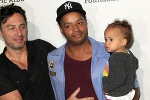 LOS ANGELES, OCT 23 - Zach Braff, Donald Faison, child at the Elizabeth Glaser Pediatric AIDS Foundation A Time For Heroes Event at Smashbox Studios on October 23, 2016 in Culver City, CA photo