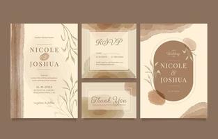 Earthy Toned Wedding Stationery Design Set vector