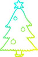 cold gradient line drawing christmas tree vector