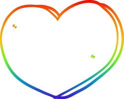 rainbow gradient line drawing cartoon love heart vector