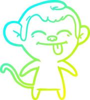 cold gradient line drawing funny cartoon monkey vector