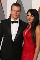 LOS ANGELES, FEB 28 - Matt Damon, Luciana Barroso at the 88th Annual Academy Awards, Arrivals at the Dolby Theater on February 28, 2016 in Los Angeles, CA photo