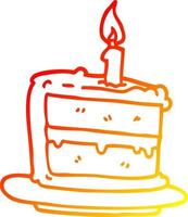 warm gradient line drawing cartoon birthday cake vector