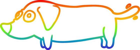 rainbow gradient line drawing little dog vector