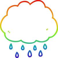 rainbow gradient line drawing cartoon rain cloud vector