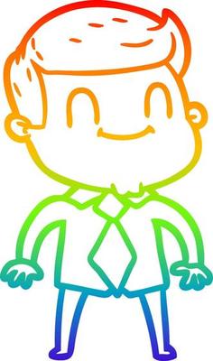rainbow gradient line drawing cartoon friendly man