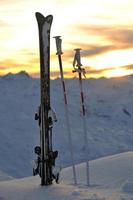 mountain snow ski sunset photo