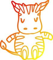 warm gradient line drawing cute zebra vector