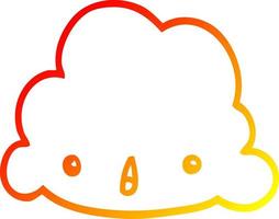 warm gradient line drawing cartoon cloud vector