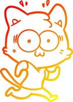 warm gradient line drawing cartoon surprised cat running vector