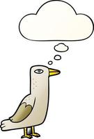 cartoon bird and thought bubble in smooth gradient style vector