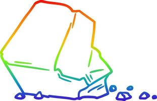 rainbow gradient line drawing cartoon large rock vector