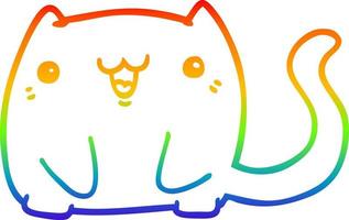 gato de dibujos animados de dibujo de línea de gradiente de arco iris vector