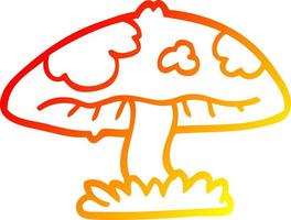 warm gradient line drawing cartoon mushroom vector