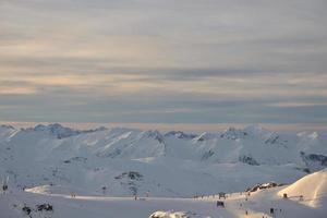 mountain snow sunset photo