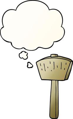 cartoon mallet and thought bubble in smooth gradient style