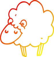 warm gradient line drawing cartoon sheep vector