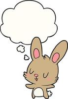 cute cartoon rabbit and thought bubble vector