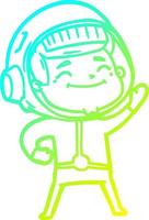 cold gradient line drawing happy cartoon astronaut vector