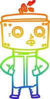 rainbow gradient line drawing cartoon robot vector