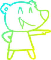 cold gradient line drawing cartoon bear in dress laughing and pointing vector