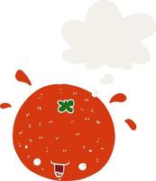cartoon orange and thought bubble in retro style vector