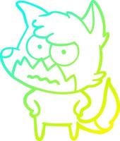 cold gradient line drawing cartoon annoyed fox vector