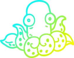 cold gradient line drawing cartoon funny octopus vector