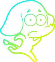 cold gradient line drawing cartoon unsure elephant running away vector