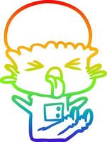 rainbow gradient line drawing disgusted cartoon alien vector