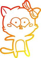 warm gradient line drawing cartoon cat vector