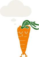 cartoon carrot and thought bubble in retro style vector