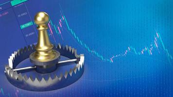 The gold chess on bear trap for business concept 3d rendering photo