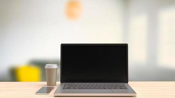 notebook on table in home office for business concept 3d rendering. photo