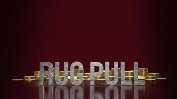 A rug pull is a type of scam where developers abandon a project and take their investors money image 3d rendering photo