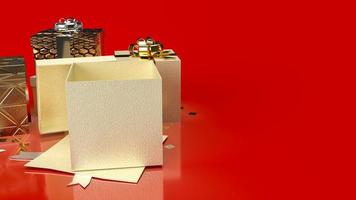 The gift boxes on red background for sale promotion business content 3d rendering photo