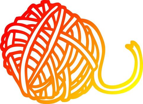 warm gradient line drawing cartoon ball of string vector