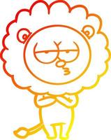 warm gradient line drawing cartoon tired lion vector