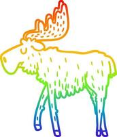 rainbow gradient line drawing cartoon moose vector