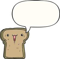 cute cartoon toast and speech bubble vector