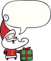 cartoon santa claus and speech bubble vector